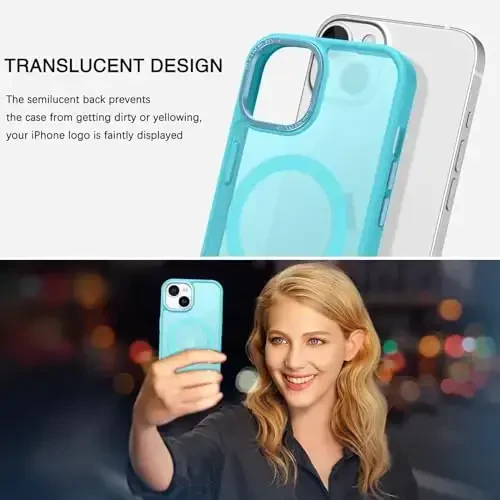 BENTOBEN Compatible with iPhone 15 Plus Case, Translucent Matte Slim Shockproof Magnetic Phone case [Compatible with MagSafe] Women Men Girl Boy Protective Cover for iPhone 15 Plus, Teal Blue - 4