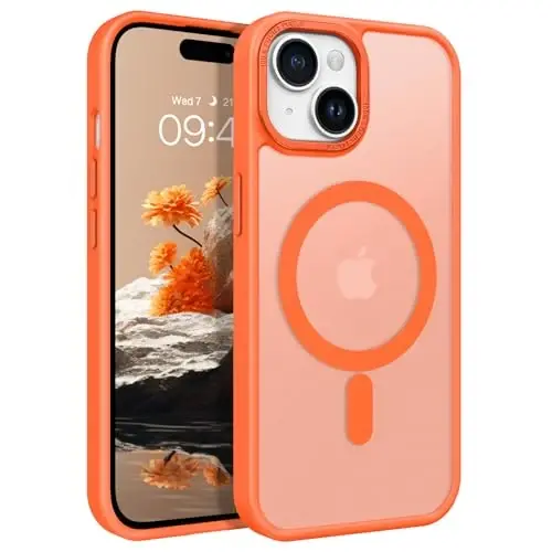BENTOBEN Compatible with iPhone 15 Plus Case, Translucent Matte Slim Shockproof Magnetic Phone case [Compatible with MagSafe] Women Men Girl Boy Protective Cover for iPhone 15 Plus, Orange - 1
