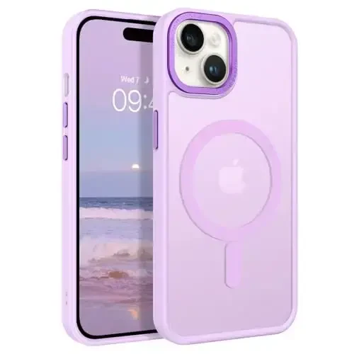 BENTOBEN Compatible with iPhone 15 Plus Case, Translucent Matte Slim Shockproof Magnetic Phone case [Compatible with MagSafe] Women Men Girl Boy Protective Cover for iPhone 15 Plus, Light Purple - 1