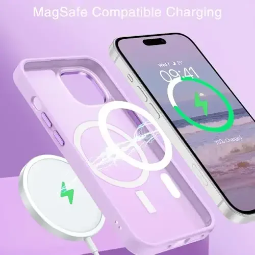 BENTOBEN Compatible with iPhone 15 Plus Case, Translucent Matte Slim Shockproof Magnetic Phone case [Compatible with MagSafe] Women Men Girl Boy Protective Cover for iPhone 15 Plus, Light Purple - 3
