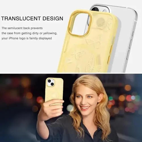 BENTOBEN iPhone 15 Plus Case, Cute Butterfly Pattern Magnetic Case [MagSafe Compatible] Translucent Matte Slim Women's Protective Case for iPhone 15 Plus 6.7