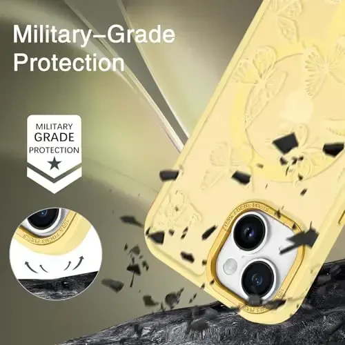 BENTOBEN iPhone 15 Plus Case, Cute Butterfly Pattern Magnetic Case [MagSafe Compatible] Translucent Matte Slim Women's Protective Case for iPhone 15 Plus 6.7