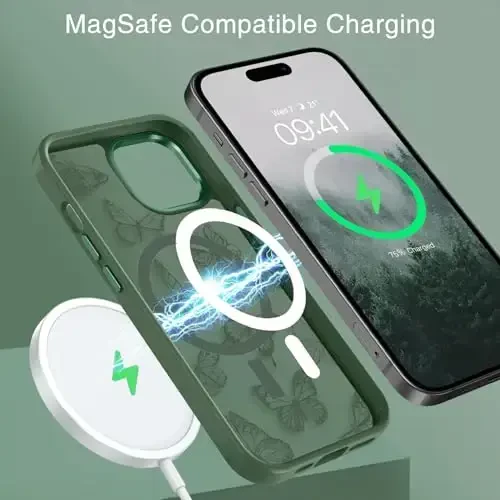 BENTOBEN iPhone 15 Plus uchun g'ilof, yoqimli kapalak naqshli iPhone 15 Plus magnitli g'ilofi [MagSafe bilan mos] Yaltiroq matli nozik ayollar qizlar himoya g'ilofi 6,7