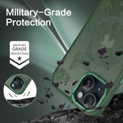 BENTOBEN iPhone 15 Plus uchun g'ilof, yoqimli kapalak naqshli iPhone 15 Plus magnitli g'ilofi [MagSafe bilan mos] Yaltiroq matli nozik ayollar qizlar himoya g'ilofi 6,7