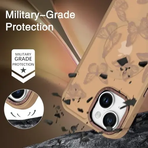 BENTOBEN iPhone 15 Plus uchun g'ilof, yoqimli kapalak naqshli iPhone 15 Plus magnitli g'ilofi [MagSafe bilan mos] Yarim shaffof matli ingichka ayollar qizlar himoya qopqog'i 6,7