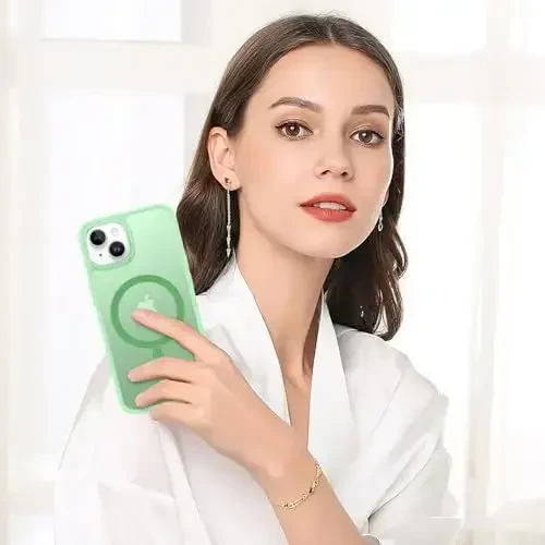 BENTOBEN iPhone 15 Plus uchun mos keladigan g'ilof, shaffof matli ingichka zarbga chidamli magnit telefon g'ilofi [MagSafe bilan mos] Ayollar Erkaklar Qiz Bola iPhone 15 Plus uchun himoya qopqog'i, Yashil - 6