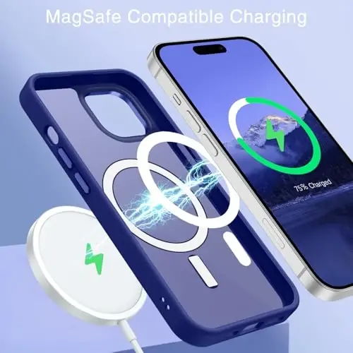 BENTOBEN iPhone 15 Plus uchun mos keladigan g'ilof, shaffof matli ingichka zarbga chidamli magnit telefon g'ilofi [MagSafe bilan mos keladi] Ayollar Erkaklar Qiz Bola iPhone 15 Plus uchun himoya qopqog'i, Klein Blue - 3