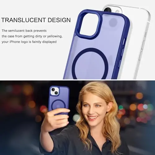 BENTOBEN iPhone 15 Plus uchun mos keladigan g'ilof, shaffof matli ingichka zarbga chidamli magnit telefon g'ilofi [MagSafe bilan mos keladi] Ayollar Erkaklar Qiz Bola iPhone 15 Plus uchun himoya qopqog'i, Klein Blue - 4