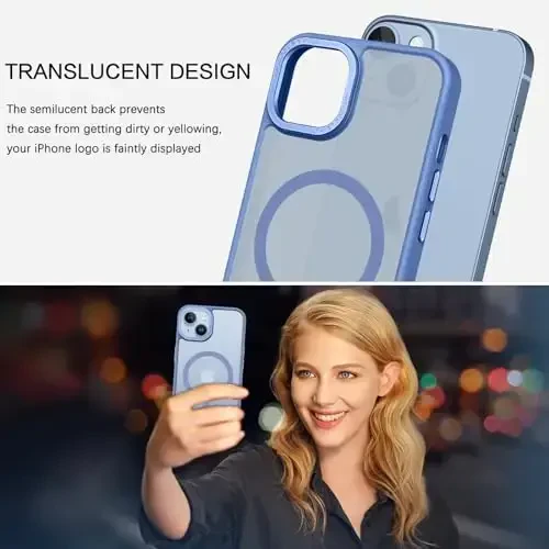 BENTOBEN iPhone 15 Plus uchun mos keladigan g'ilof, shaffof matli ingichka zarbga chidamli magnit telefon g'ilofi [MagSafe bilan mos keladi] Ayollar Erkaklar Qiz Bola iPhone 15 Plus uchun himoya qopqog'i, ko'k - 4