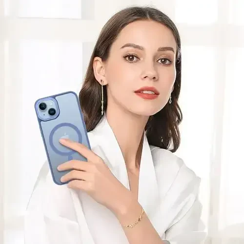BENTOBEN iPhone 15 Plus uchun mos keladigan g'ilof, shaffof matli ingichka zarbga chidamli magnit telefon g'ilofi [MagSafe bilan mos keladi] Ayollar Erkaklar Qiz Bola iPhone 15 Plus uchun himoya qopqog'i, ko'k - 6