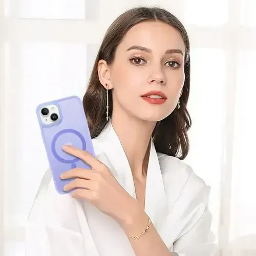 BENTOBEN iPhone 15 Plus uchun mos keladigan g'ilof, shaffof matli ingichka zarbga chidamli magnit telefon g'ilofi [MagSafe bilan mos keladi] Ayollar Erkaklar Qiz Bola iPhone 15 Plus uchun himoya qopqog'i, Lavanda Binafsha - 6