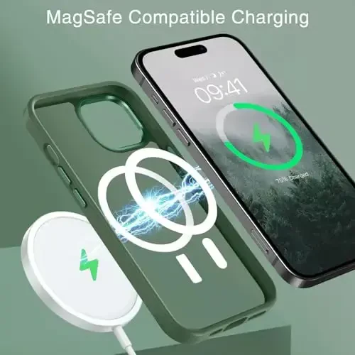 BENTOBEN iPhone 15 Plus uchun mos keladigan g‘ilof, shaffof matli ingichka zarbga chidamli magnit telefon g‘ilofi [MagSafe bilan mos keladi] Ayollar Erkaklar Qiz Bola iPhone 15 Plus uchun himoya qopqog‘i, To‘q yashil - 3