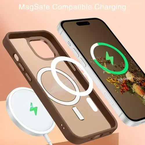 BENTOBEN iPhone 15 Plus uchun mos keladigan g'ilof, shaffof mato Slim zarbaga chidamli magnit telefon g'ilofi [MagSafe bilan mos keladi] Ayollar Erkaklar Qiz Bola iPhone 15 Plus uchun himoya qopqog'i, Jigarrang - 3
