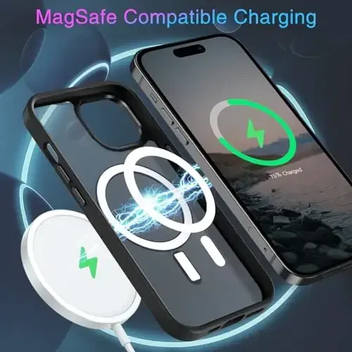 BENTOBEN iPhone 15 Plus uchun mos keladigan g'ilof, yarim shaffof matli ingichka zarbga chidamli magnit telefon g'ilofi [MagSafe bilan mos], ayollar, erkaklar, qizlar, o'g'il bolalar uchun himoya qopqog'i, iPhone 15 Plus, qora - 3