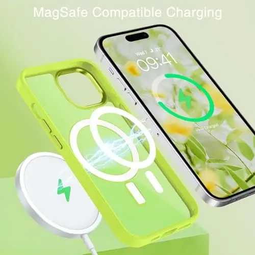 BENTOBEN iPhone 15 Plus uchun mos keladigan g'ilof, yarim shaffof matli ingichka zarbga chidamli magnit telefon g'ilofi [MagSafe bilan mos keladi] Ayollar Erkaklar Qiz Bola iPhone 15 Plus uchun himoya qopqog'i, Fluorescent Yashil - 3
