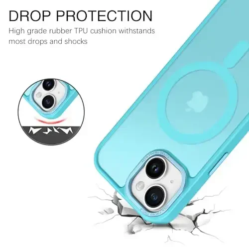 BENTOBEN iPhone 15 Plus uchun mos keladigan g'ilof, yarim shaffof matli ingichka zarbga chidamli magnit telefon g'ilofi [MagSafe bilan mos keladi] Ayollar Erkaklar Qiz Bola iPhone 15 Plus uchun himoya qopqog'i, Moviy Yashil - 2