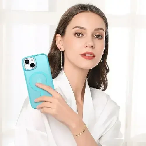 BENTOBEN iPhone 15 Plus uchun mos keladigan g'ilof, yarim shaffof matli ingichka zarbga chidamli magnit telefon g'ilofi [MagSafe bilan mos keladi] Ayollar Erkaklar Qiz Bola iPhone 15 Plus uchun himoya qopqog'i, Moviy Yashil - 6