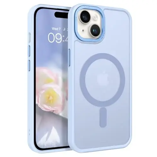 BENTOBEN iPhone 15 Plus uchun mos keladigan g'ilof, yarim shaffof matli ingichka zarbga chidamli magnit telefon g'ilofi [MagSafe bilan mos keladi] Ayollar Erkaklar Qiz Bola iPhone 15 Plus uchun himoya qopqog'i, Ochiq Moviy 