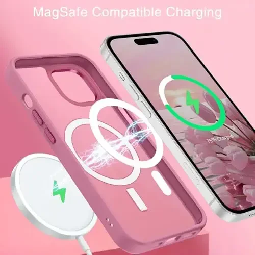 BENTOBEN iPhone 15 Plus uchun mos keladigan g'ilof, yarim shaffof matli ingichka zarbga chidamli magnit telefon g'ilofi [MagSafe bilan mos keladi] Ayollar Erkaklar Qiz Bola iPhone 15 Plus uchun himoya qopqog'i, to'q binafsha - 3