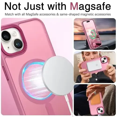 BENTOBEN iPhone 15 Plus uchun mos keladigan g'ilof, yarim shaffof matli ingichka zarbga chidamli magnit telefon g'ilofi [MagSafe bilan mos keladi] Ayollar Erkaklar Qiz Bola iPhone 15 Plus uchun himoya qopqog'i, to'q binafsha - 4