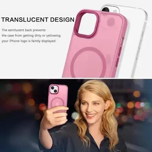 BENTOBEN iPhone 15 Plus uchun mos keladigan g'ilof, yarim shaffof matli ingichka zarbga chidamli magnit telefon g'ilofi [MagSafe bilan mos keladi] Ayollar Erkaklar Qiz Bola iPhone 15 Plus uchun himoya qopqog'i, to'q binafsha - 6