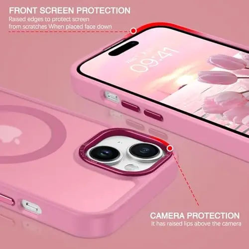 BENTOBEN iPhone 15 Plus uchun mos keladigan g'ilof, yarim shaffof matli ingichka zarbga chidamli magnit telefon g'ilofi [MagSafe bilan mos keladi] Ayollar Erkaklar Qiz Bola iPhone 15 Plus uchun himoya qopqog'i, to'q binafsha - 5