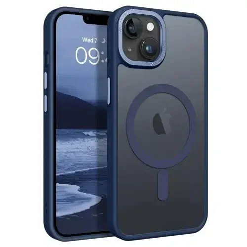 BENTOBEN iPhone 15 Plus uchun mos keladigan g'ilof, yarim shaffof matli ingichka zarbga chidamli magnit telefon g'ilofi [MagSafe bilan mos keladi] Ayollar Erkaklar Qiz Bola iPhone 15 Plus uchun himoya qopqog'i, To'q ko'k 