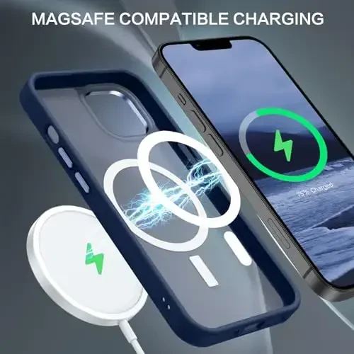 BENTOBEN iPhone 15 Plus uchun mos keladigan g'ilof, yarim shaffof matli ingichka zarbga chidamli magnit telefon g'ilofi [MagSafe bilan mos keladi] Ayollar Erkaklar Qiz Bola iPhone 15 Plus uchun himoya qopqog'i, To'q ko'k - 3