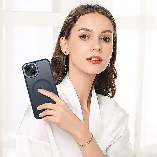 BENTOBEN iPhone 15 Plus uchun mos keladigan g'ilof, yarim shaffof matli ingichka zarbga chidamli magnit telefon g'ilofi [MagSafe bilan mos keladi] Ayollar Erkaklar Qiz Bola iPhone 15 Plus uchun himoya qopqog'i, To'q ko'k - 6
