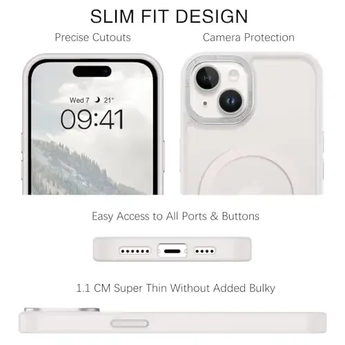 BENTOBEN iPhone 15 Plus uchun mos keladigan g‘ilof, yarim shaffof matli ingichka zarbga chidamli magnitli telefon g‘ilofi [MagSafe bilan mos], ayollar, erkaklar, qiz bolalar uchun himoya qopqog‘i, iPhone 15 Plus, och kulrang - 2