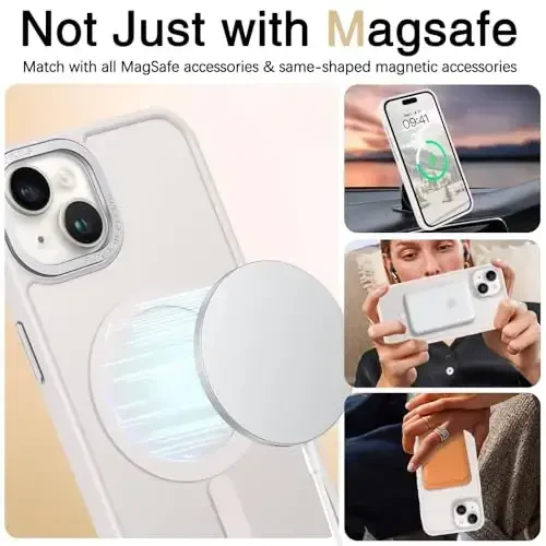 BENTOBEN iPhone 15 Plus uchun mos keladigan g‘ilof, yarim shaffof matli ingichka zarbga chidamli magnitli telefon g‘ilofi [MagSafe bilan mos], ayollar, erkaklar, qiz bolalar uchun himoya qopqog‘i, iPhone 15 Plus, och kulrang - 4