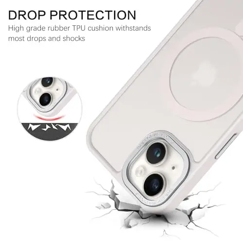 BENTOBEN iPhone 15 Plus uchun mos keladigan g‘ilof, yarim shaffof matli ingichka zarbga chidamli magnitli telefon g‘ilofi [MagSafe bilan mos], ayollar, erkaklar, qiz bolalar uchun himoya qopqog‘i, iPhone 15 Plus, och kulrang - 3