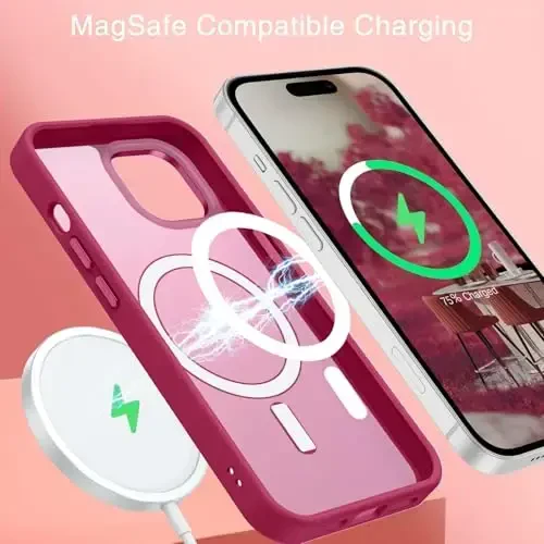 BENTOBEN iPhone 15 Plus uchun mos keladigan g'ilof, yarim shaffof matli ingichka zarbga chidamli magnitli telefon g'ilofi [MagSafe bilan mos], ayollar, erkaklar, qizlar, o'g'il bolalar uchun himoya qopqog'i iPhone 15 Plus, Light Plum - 3