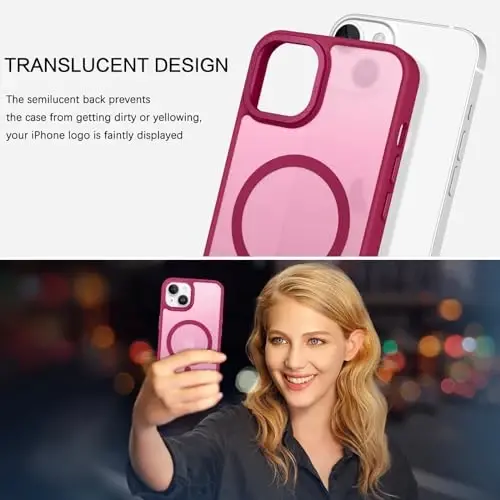 BENTOBEN iPhone 15 Plus uchun mos keladigan g'ilof, yarim shaffof matli ingichka zarbga chidamli magnitli telefon g'ilofi [MagSafe bilan mos], ayollar, erkaklar, qizlar, o'g'il bolalar uchun himoya qopqog'i iPhone 15 Plus, Light Plum - 4