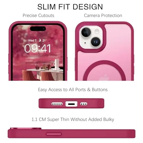 BENTOBEN iPhone 15 Plus uchun mos keladigan g'ilof, yarim shaffof matli ingichka zarbga chidamli magnitli telefon g'ilofi [MagSafe bilan mos], ayollar, erkaklar, qizlar, o'g'il bolalar uchun himoya qopqog'i iPhone 15 Plus, Light Plum - 5