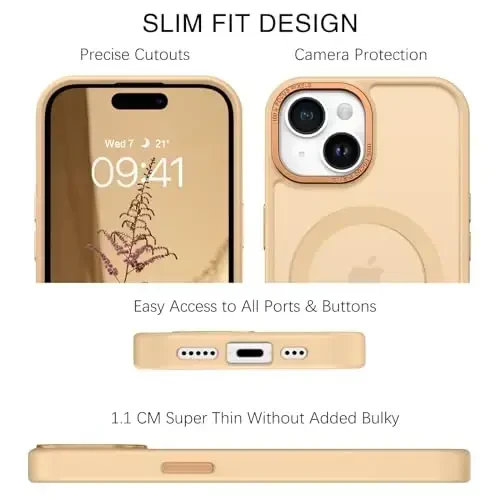 BENTOBEN iPhone 15 Plus uchun mos keladigan g'ilof, yarim shaffof matli ingichka zarbga chidamli magnitli telefon g'ilofi [MagSafe bilan mos keladi] Ayollar Erkaklar Qiz Bola iPhone 15 Plus uchun himoya qopqog'i, Xaki - 5