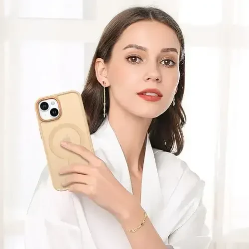 BENTOBEN iPhone 15 Plus uchun mos keladigan g'ilof, yarim shaffof matli ingichka zarbga chidamli magnitli telefon g'ilofi [MagSafe bilan mos keladi] Ayollar Erkaklar Qiz Bola iPhone 15 Plus uchun himoya qopqog'i, Xaki - 6