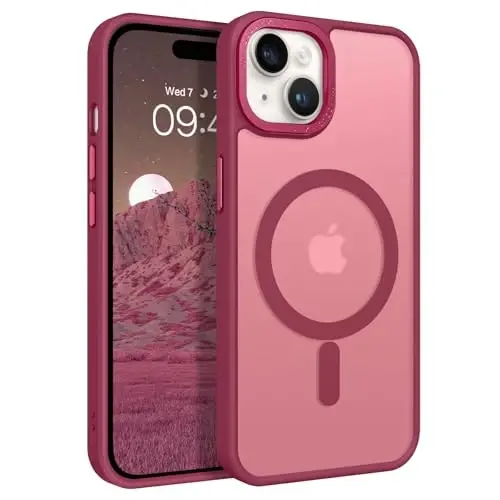 BENTOBEN iPhone 15 Plus uchun mos keladigan g'ilof, yarim shaffof mato Slim zarbga chidamli magnit telefon g'ilofi [MagSafe bilan mos keladi] Ayollar Erkaklar Qiz Bola iPhone 15 Plus uchun himoya qopqog'i, Qora - 1