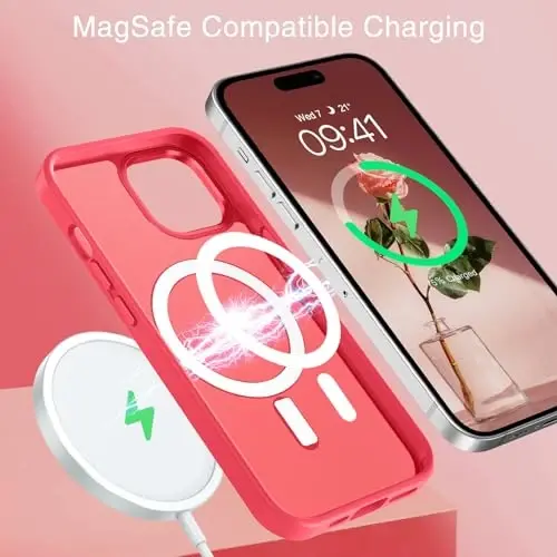 BENTOBEN iPhone 15 Plus uchun mos keladigan g'ilof, yarim shaffof mato, zarbga chidamli magnit telefon g'ilofi [MagSafe bilan mos], ayollar, erkaklar, qizlar, o'g'il bolalar uchun himoya qopqog'i iPhone 15 Plus, qizil - 3
