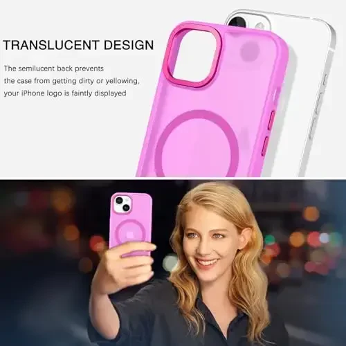 BENTOBEN iPhone 15 uchun g'ilof, iPhone15 telefon g'ilofi MagSafe bilan mos, shaffof mat magnit qopqoq zarbga chidamli ayollar qizlar himoya yoqimli g'ilof iPhone 15 6.1
