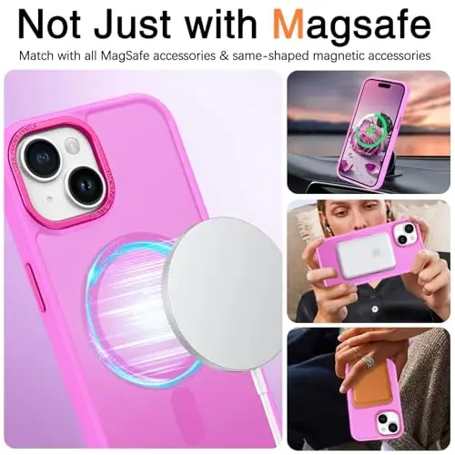 BENTOBEN iPhone 15 uchun g'ilof, iPhone15 telefon g'ilofi MagSafe bilan mos, shaffof mat magnit qopqoq zarbga chidamli ayollar qizlar himoya yoqimli g'ilof iPhone 15 6.1