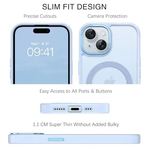 BENTOBEN iPhone 15 uchun g'ilof, iPhone15 telefon g'ilofi MagSafe bilan mos, yarim shaffof mat magnit qopqoq zarbga chidamli ayollar qizlar himoya chiroyli g'ilof iPhone 15 6.1