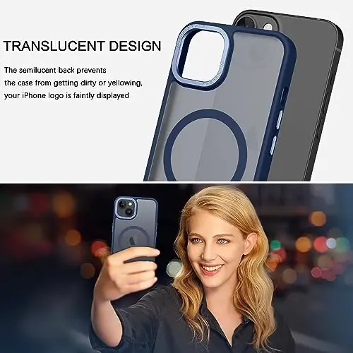 BENTOBEN iPhone 15 uchun g'ilof, iPhone15 telefon g'ilofi MagSafe bilan mos, yarim shaffof mat magnit qopqoq zarbga chidamli ayollar qizlar himoya chiroyli g'ilof iPhone 15 6.1