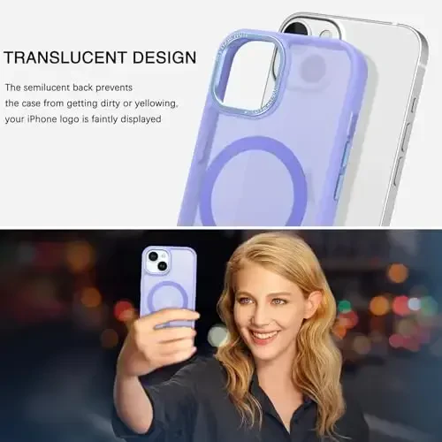BENTOBEN iPhone 15 uchun g‘ilof, iPhone15 telefon g‘ilofi MagSafe bilan mos, yarim shaffof mat magnit qopqoq zarbga chidamli ayollar qizlar himoya chiroyli g‘ilof iPhone 15 6.1