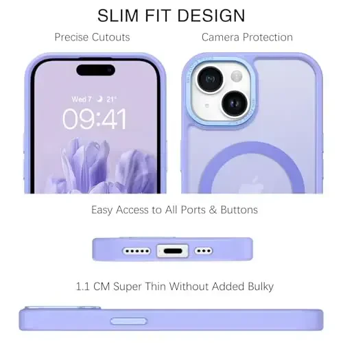 BENTOBEN iPhone 15 uchun g‘ilof, iPhone15 telefon g‘ilofi MagSafe bilan mos, yarim shaffof mat magnit qopqoq zarbga chidamli ayollar qizlar himoya chiroyli g‘ilof iPhone 15 6.1