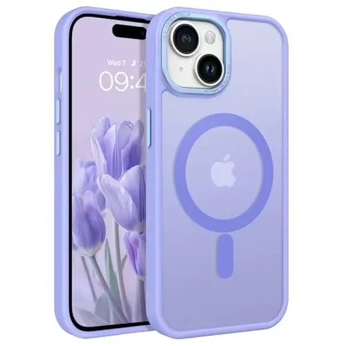 BENTOBEN iPhone 15 uchun g‘ilof, iPhone15 telefon g‘ilofi MagSafe bilan mos, yarim shaffof mat magnit qopqoq zarbga chidamli ayollar qizlar himoya chiroyli g‘ilof iPhone 15 6.1