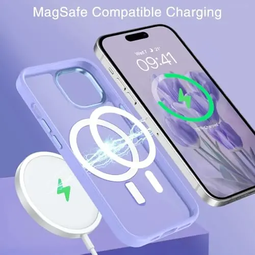 BENTOBEN iPhone 15 uchun g‘ilof, iPhone15 telefon g‘ilofi MagSafe bilan mos, yarim shaffof mat magnit qopqoq zarbga chidamli ayollar qizlar himoya chiroyli g‘ilof iPhone 15 6.1