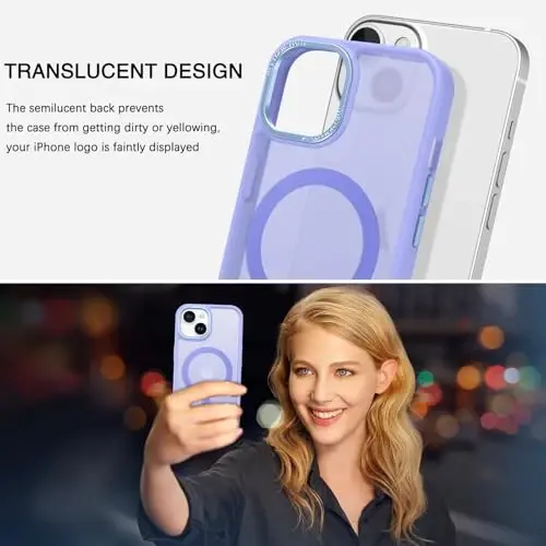 BENTOBEN iPhone 15 uchun g‘ilof, iPhone15 telefon g‘ilofi MagSafe bilan mos, yarim shaffof mat magnit qopqoq zarbga chidamli ayollar qizlar himoya chiroyli g‘ilof iPhone 15 6.1