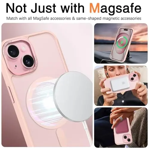 BENTOBEN iPhone 15 uchun g'ilof, iPhone15 telefon g'ilofi MagSafe bilan mos, yarim shaffof mat magnit qopqoq zarbga chidamli ayollar qizlar himoya chiroyli g'ilof iPhone 15 6.1