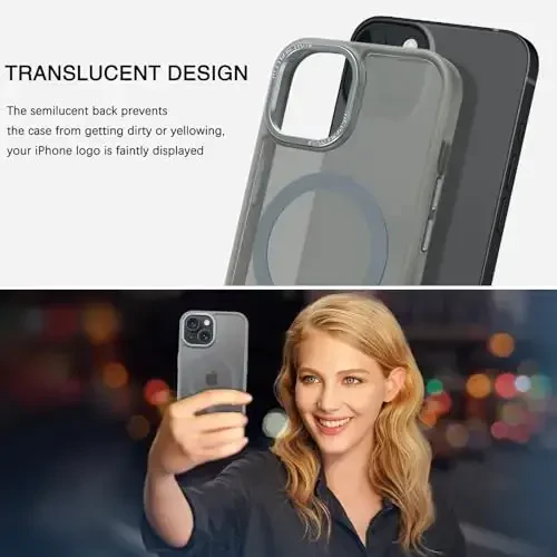 BENTOBEN iPhone 15 uchun g'ilof, iPhone15 telefon g'ilofi MagSafe bilan mos, yarim shaffof mat magnit qopqoq zarbga chidamli ayollar qizlar himoya chiroyli g'ilof iPhone 15 6.1